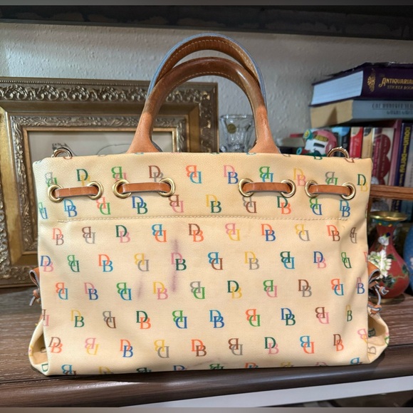 DOONEY & BOURKE Yellow Coated Logo Canvas Satchel Convertible Crossbody Bag. EUC - Picture 6 of 10